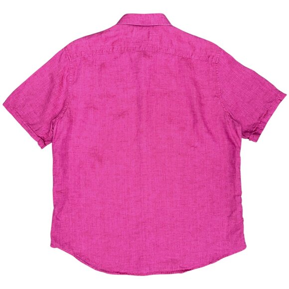 EUC Men's BAIRD MCNUTT Murano Linen Short Sleeve Shirt Fuscia | Size L - Picture 2 of 6